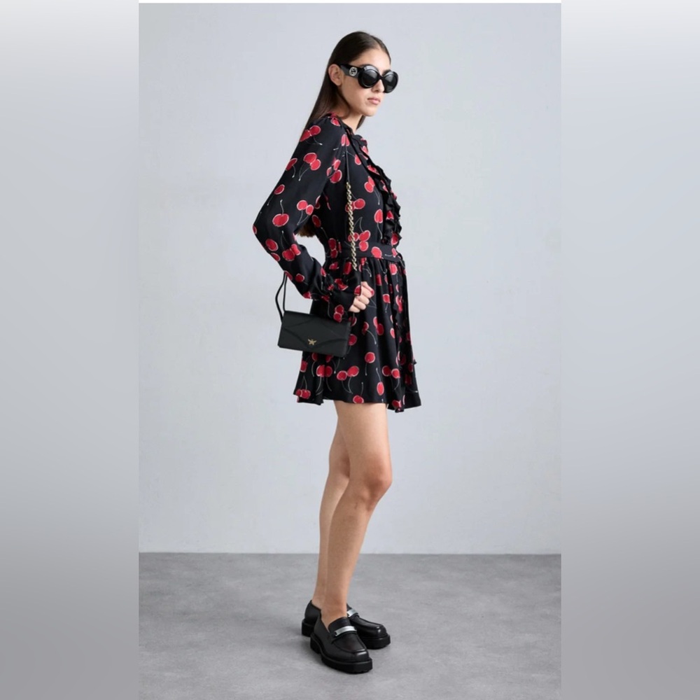 The Kooples Cherry Print Dress  Dark Romance NWT french sz 2= medium - Picture 3 of 13